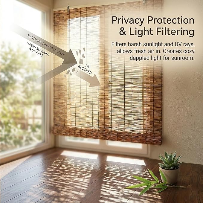Bamboo Roller Shades for Outdoor Patio, Outside Waterproof Sun Shade, Privacy - Image 4