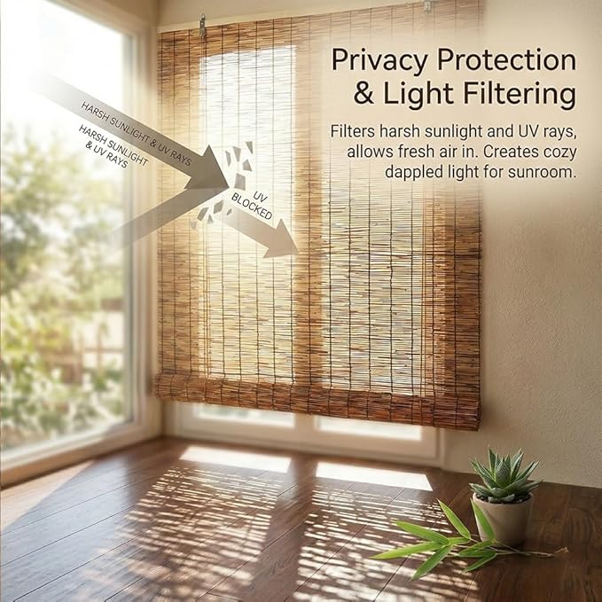 Bamboo Roller Shades for Outdoor Patio, Outside Waterproof Sun Shade, Privacy - Image 4