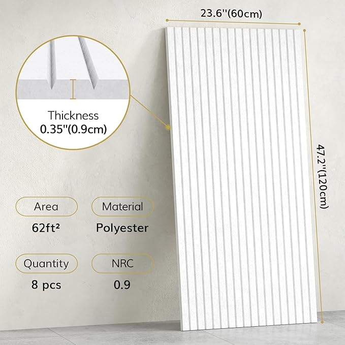 TONOR 8 Pack Large Acoustic Panels, 47.2" X 23.6" X 0.35" Acoustical Wall Panel - Image 2