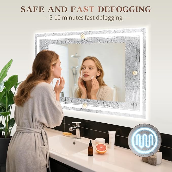 EOGOW LED Bathroom Mirror with Lights, 3 Colors Bathroom Mirror, Wall Mounted - Image 2