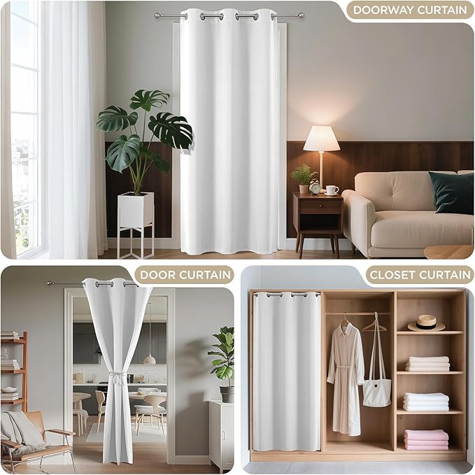 Joydeco Blackout Door Curtain for Doorway Privacy 80 Inches Long, Grommet - Image 4