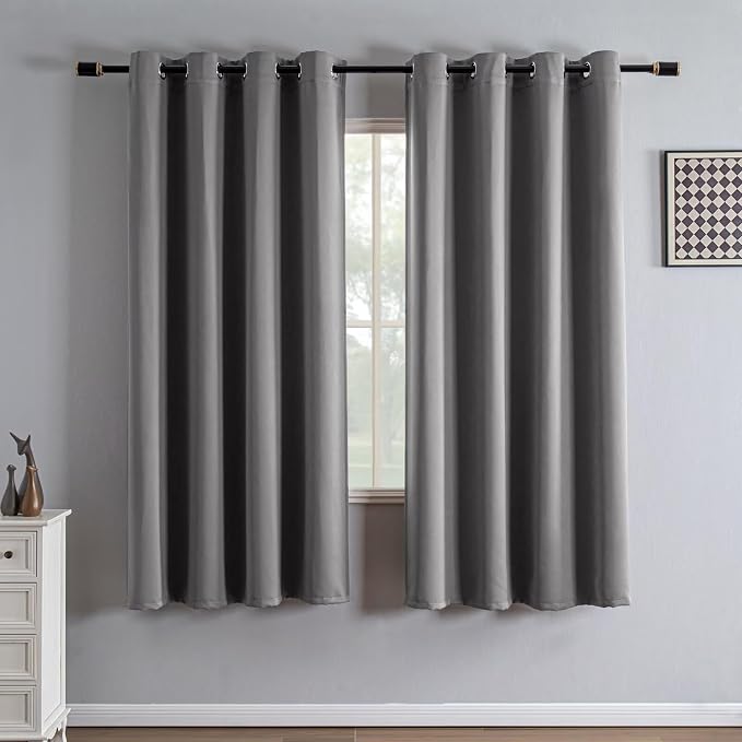 IGEMAEVE Light Grey Blackout Curtains 72 Inch Length 2 Panels Set, Grommet by IGEMAEVE