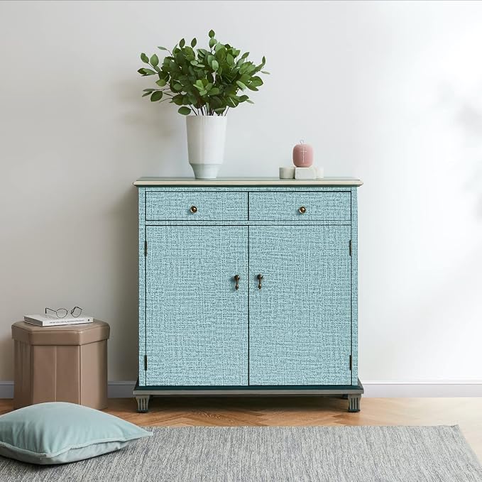 Teal Wallpaper Grasscloth Peel and Stick Wallpaper 17.7inch x 393.7inch Teal - Image 3