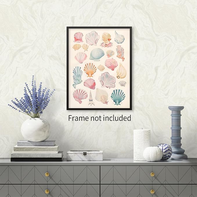 Pink Seashell Posters Coastal Cowgirl Canvas Wall Art Beach House Starfish - Image 4