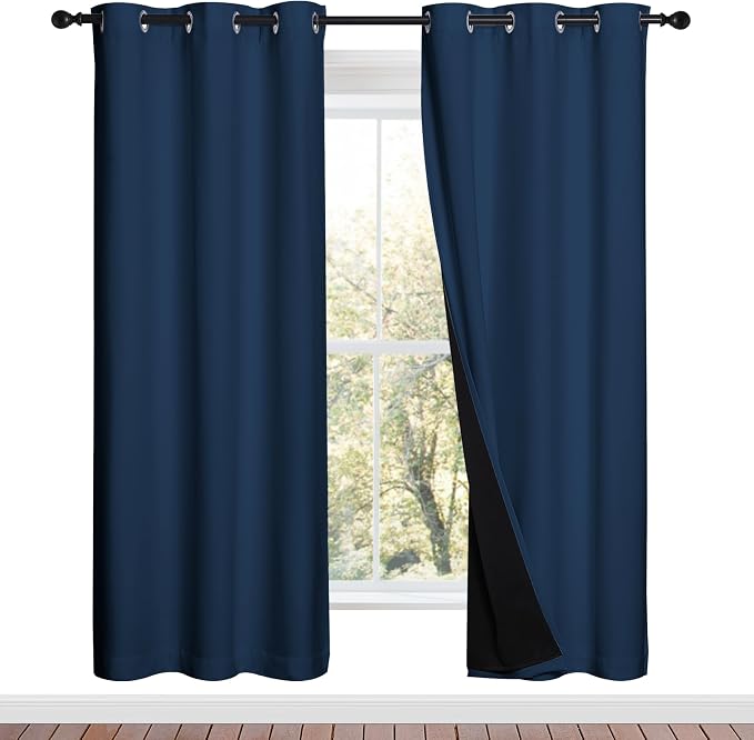 NICETOWN Moroccan Blue Full Shade Curtain Panels, Pair of Energy Smart & Noise by NICETOWN