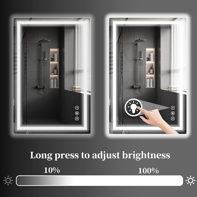 Koonmi 40"x32" LED Mirror for Bathroom, 90CRI Anti-Fog Vanity Mirror - Image 4