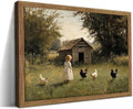 Vintage Country Framed Wall Art, Little Girl and Chick Canvas Prints, Rustic by MUWAKWallArt