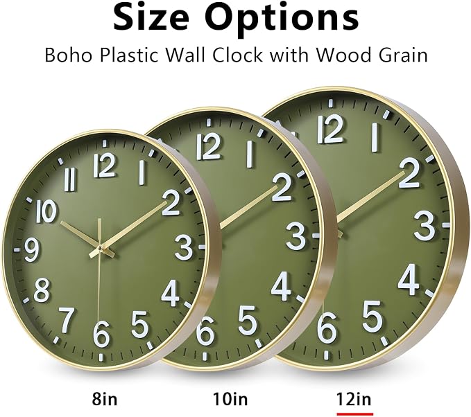 HZDHCLH Wall Clocks Battery Operated, Wall Clock Green Gold, 12 inch Wall Clock - Image 7