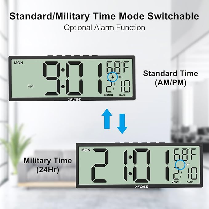 14.5'' Large Digital Wall Clock Battery Operated - Image 3