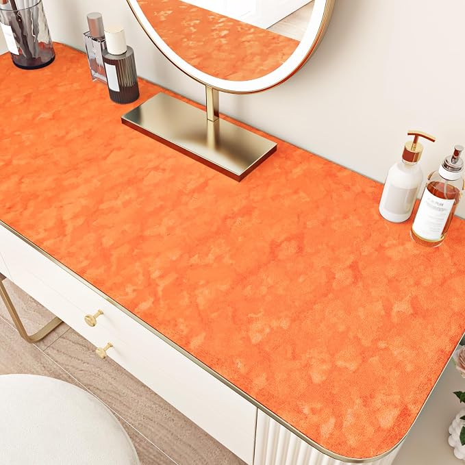 Wallercity Orange Self Adhesive Velvet Drawer Liner Soft Flocked Fabric - Image 3