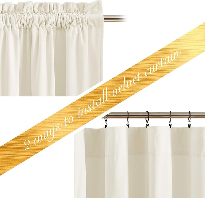 NICETOWN Ivory White Velvet Curtains 84 inches, Luxury Sound Reducing Heavy - Image 4