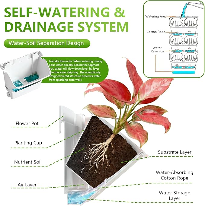 3-Tiers Vertical Wall-Mounted Planter - Image 4
