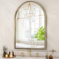 Bathroom Arched Wall Mirror Brushed Metal Vanity Wall Mounted Mirror by HLFMVWE