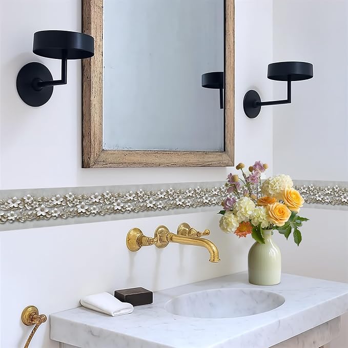 Beige Floral Wallpaper Border 196x4 Inch Peel and Stick Wall Border Removable - Image 5