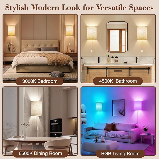 Plug in Wall Sconces Set of Two: Wall Lights - Image 5