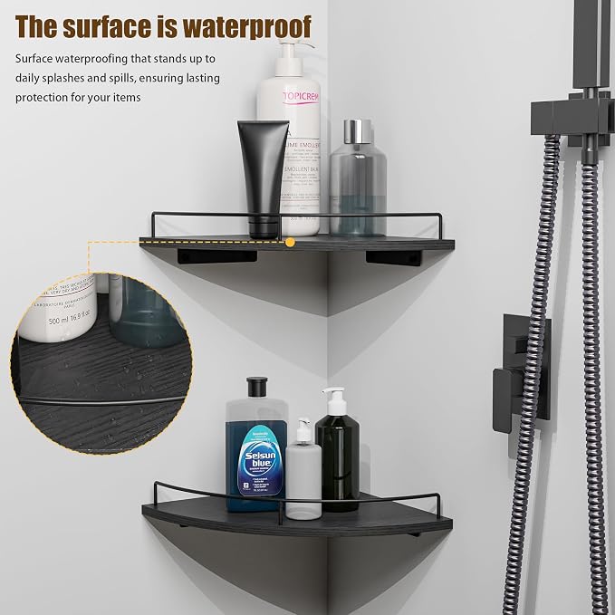Corner Shelf Wall Mount, Floating Corner Shelves, Rustic Wood Wall Storage - Image 7