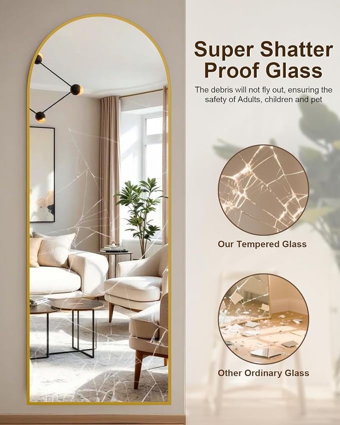 59"x16" Floor Mirror Full Length, Arched Full Length Mirror - Image 5