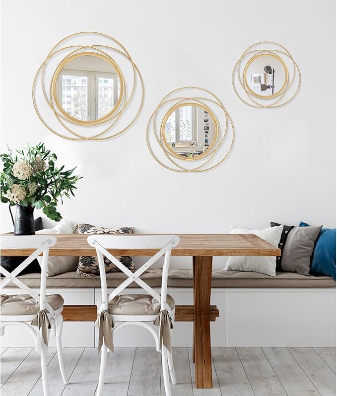 Large Gold Round Art Wall Mirror - Image 6