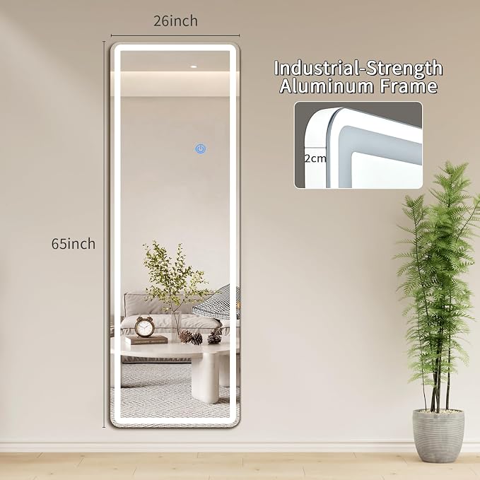 Koonmi Full Length Mirror with LED Lights, Big Mirror - Image 8