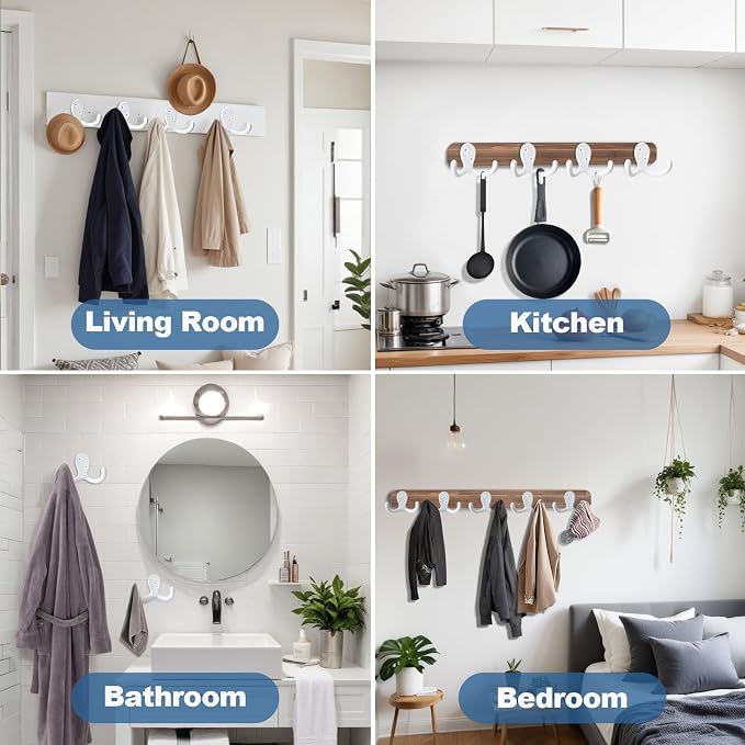 20 Pack Coat Hooks Wall Hooks for Hanging, Heavy Duty Double Prong Metal Hook - Image 2