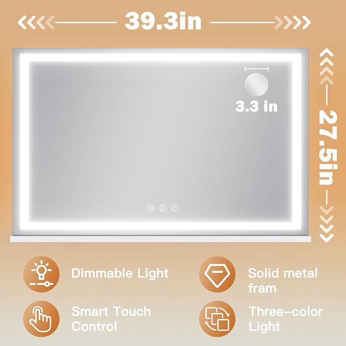 ROLOVE 39" x 28" Extra Large Vanity Mirror - Image 3