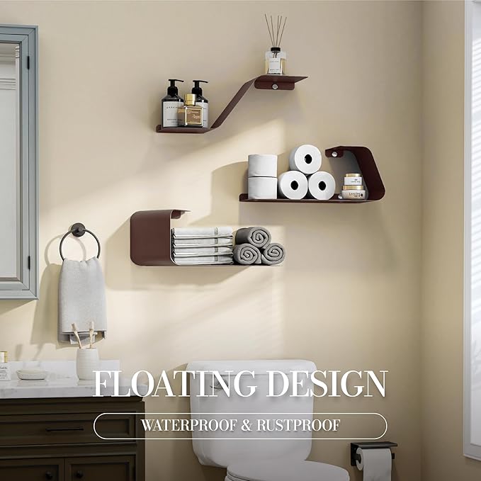 Sttoraboks Floating Wall Shelves Set of 3, Metal Mounted Shelf - Image 4
