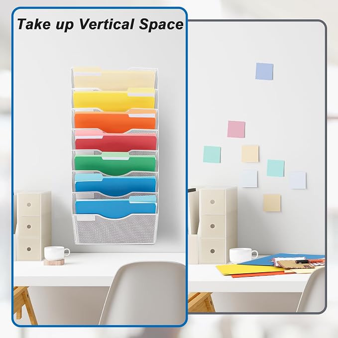 EASEPRES 8 Pocket Mesh Hanging Wall File Organizer, Wall Mounted Mail Paper - Image 4