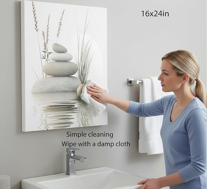 KBIERQN Zen Stone Canvas Wall Art Stacked Stones in Water Poster Print Tranquil - Image 4