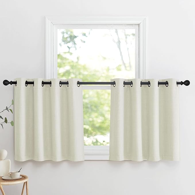NICETOWN Natural Linen Room Darkening Curtain Valances for, Grommet Faux Linen by NICETOWN