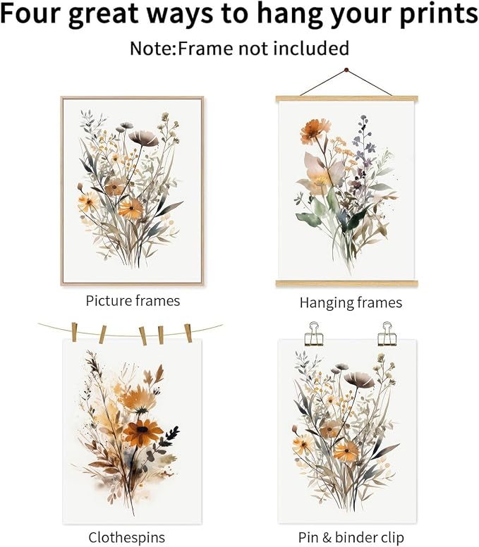 Bwodke Wildflower Poster Watercolor Botanical Floral Wall Art Colorful Canvas - Image 6