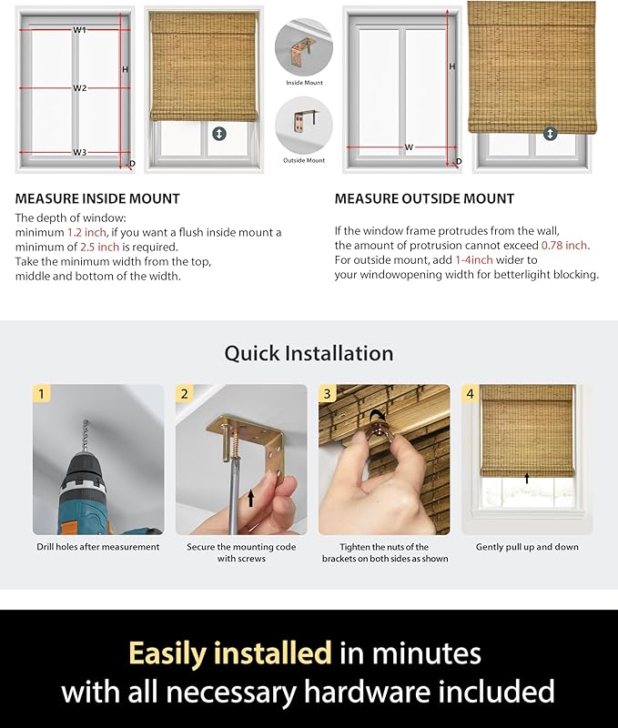 UNISHADES Cordless Bamboo Roman Shades - Image 7