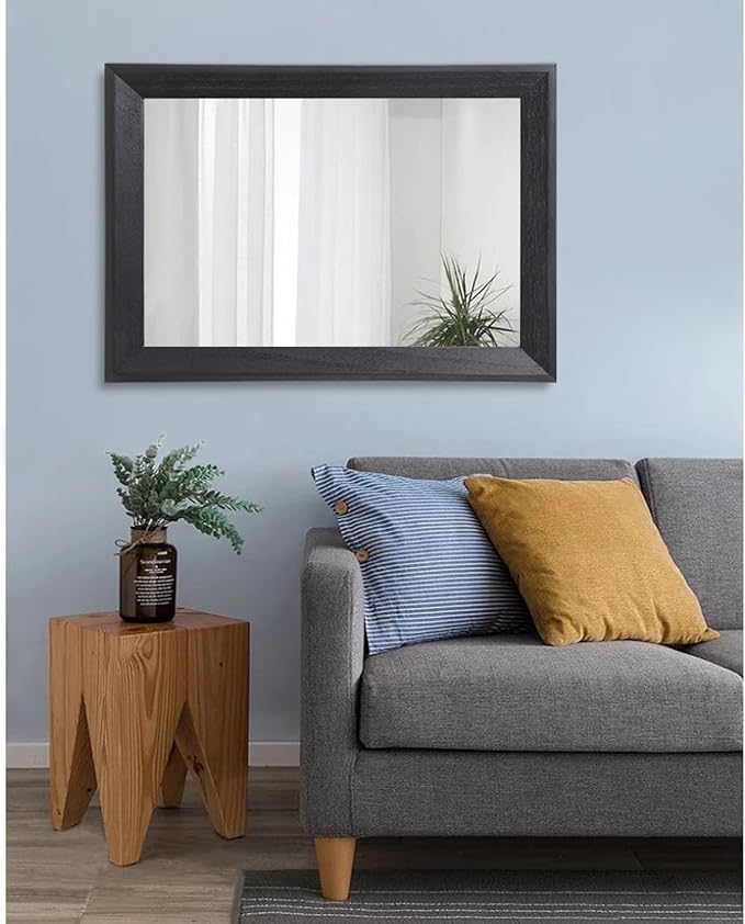 AAZZKANG Black Mirrors for Wall Rectangle Wood Framed Large 28"x20" Decorative - Image 7