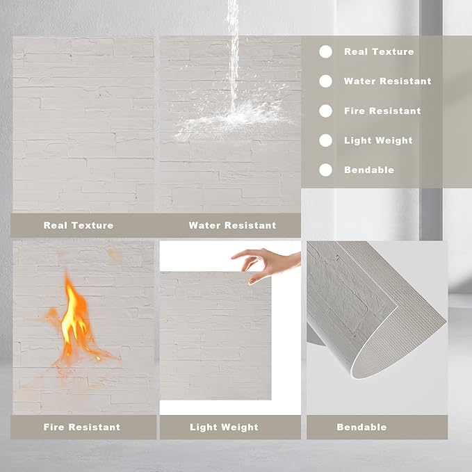 3D Wall Panels - 4PCS 47.2"x23.6" Faux Stone Wall Covering - MCM Modified Clay - Image 7
