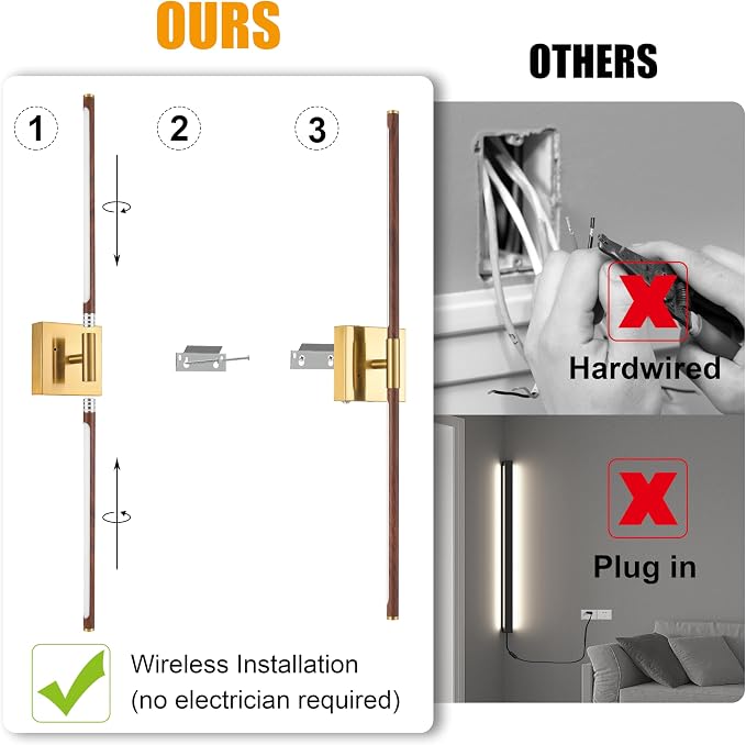 Morauroral Walnut Battery Operated Wall Sconce - Image 4