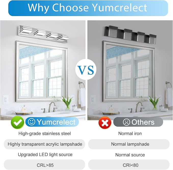 LED Vanity Lights for Bathroom 4 Light Bathroom Lamp over Vanity 27Inch Bathoom - Image 3