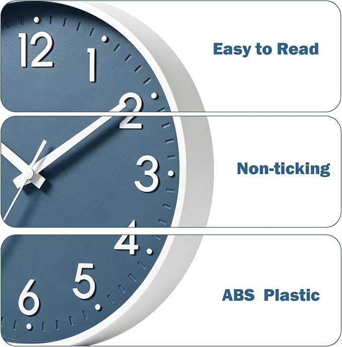 Mosewa Wall Clock 8 Inch, Battery Operated Silent Non-Ticking Modern Analog - Image 7