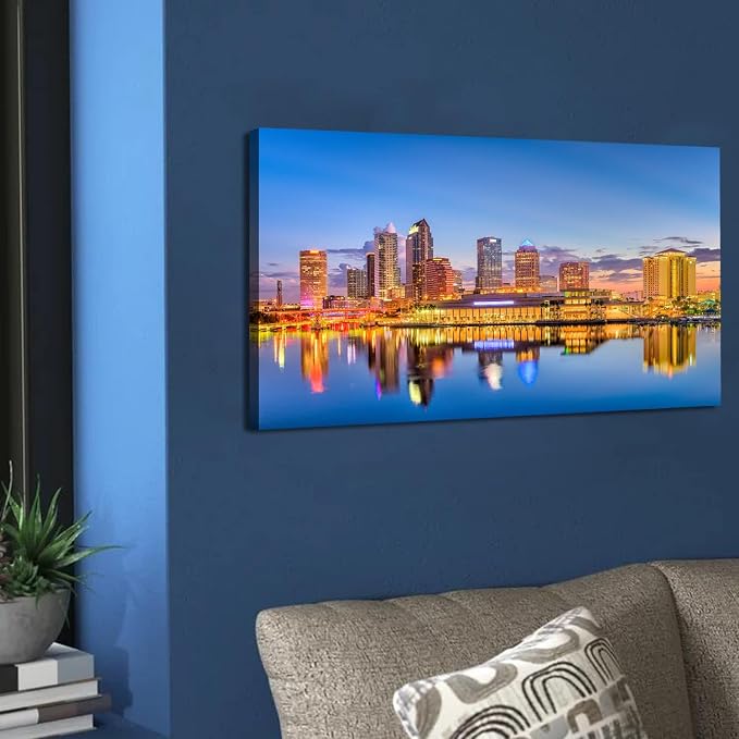 AIYISU Florida Skyline Wall Art USA City Poster Tampa Cityscape Picture Modern - Image 4
