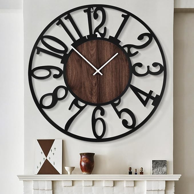 LEIKE Extra Large Wall Clocks, Silent Little Ticking, Battery Operated Vintage by LEIKEWALLCLOCK