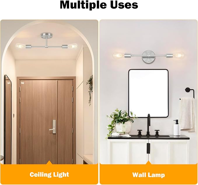 FadimiKoo 2-Light Brushed Nickel Vanity Lights - Image 3