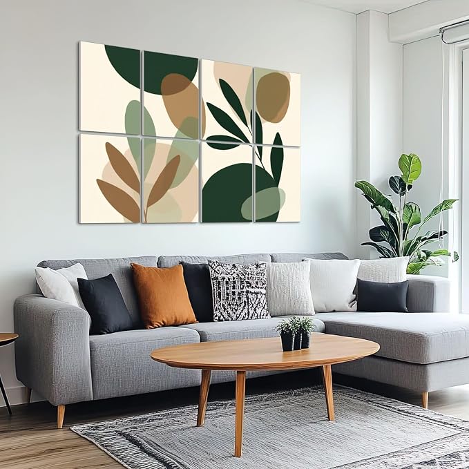 8 Pack Art Acoustic Panels Sound Absorbing Boho Botanical Leaf Orange Green - Image 6