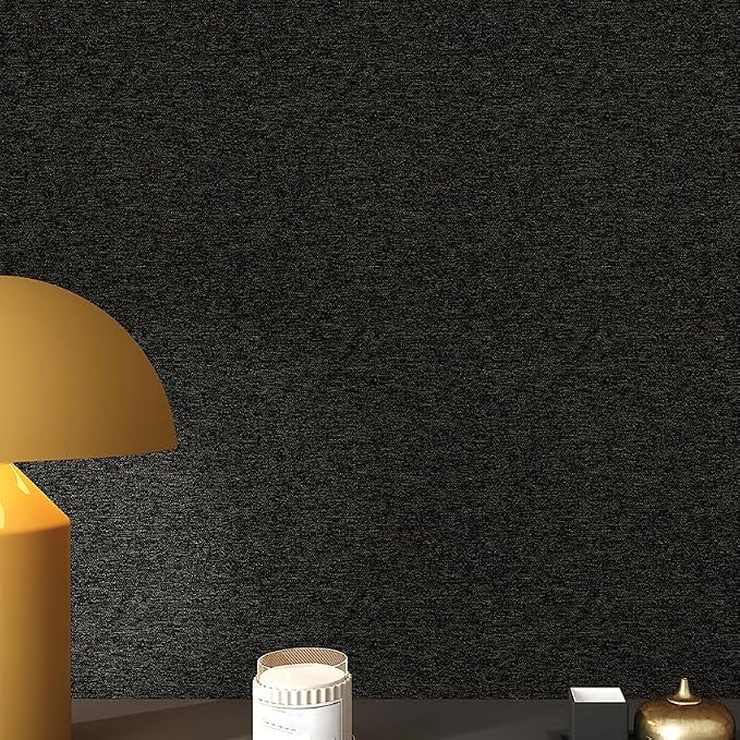 SHUFA Black Gold Cotton-Like Textured Grasscloth Wallpaper Matte Thick Real - Image 8