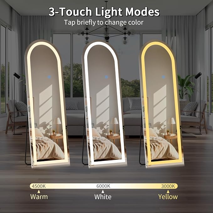 Koonmi Full Length Mirror with LED Lights 65"x26" with Dimming & 3 Color - Image 5
