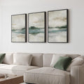 Framed Abstract Landscape Wall Art, Soft Blue and Green Nature Pictures by Cuspin