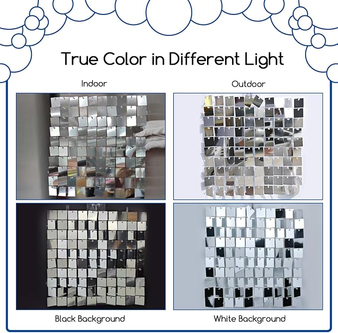 COKAOBE Silver Shimmer Wall Backdrop, Photo Backdrops - Image 4