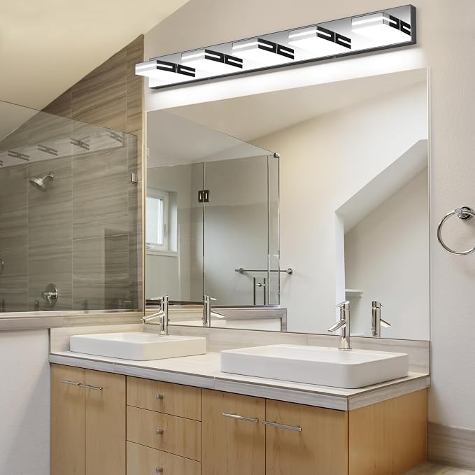 SineRise LED Modern Bathroom Vanity Light Fixtures, Chrome Modern Acrylic - Image 7
