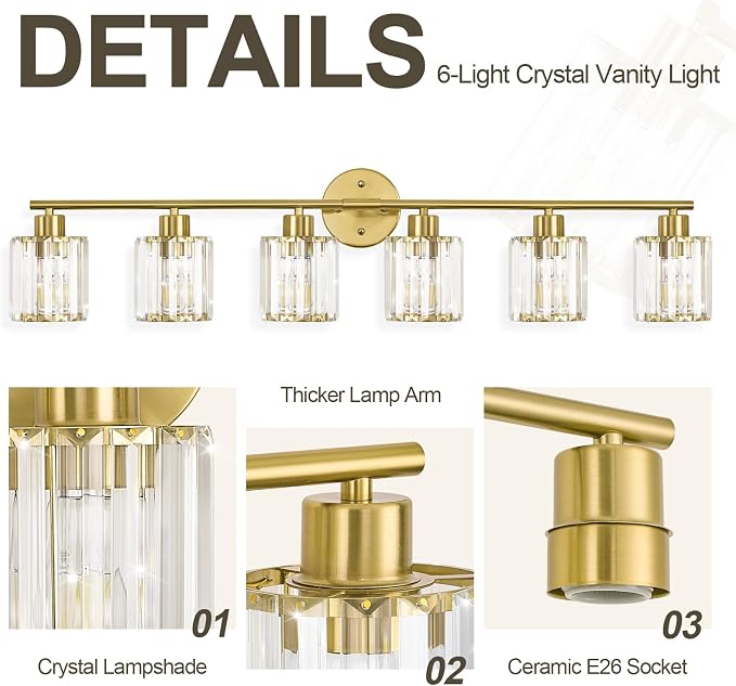 Crystal Bathroom Light Fixtures, Bathroom Lighting Fixtures Over Mirror - Image 4