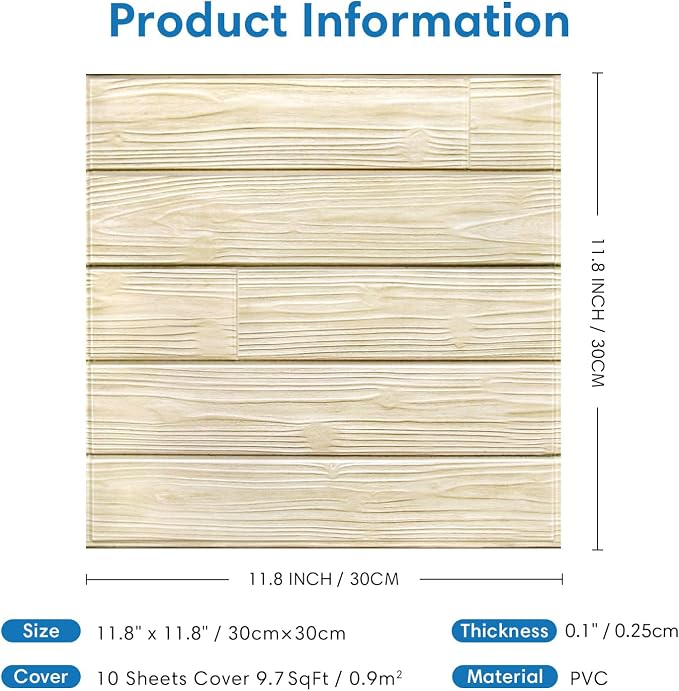 COMSTICKC Peel and Stick Faux Wood Wall Sticker Wall Panels, Ultra-Light Thin - Image 4