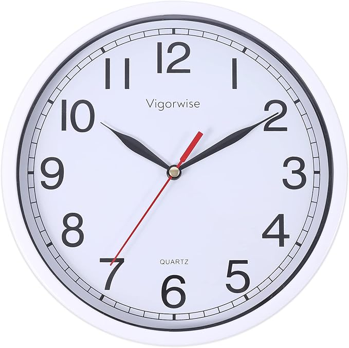 Wall Clock, 8 Inch Silent Sweep Movement Accurate Small Clocks Kitchen/Living by Vigorwise
