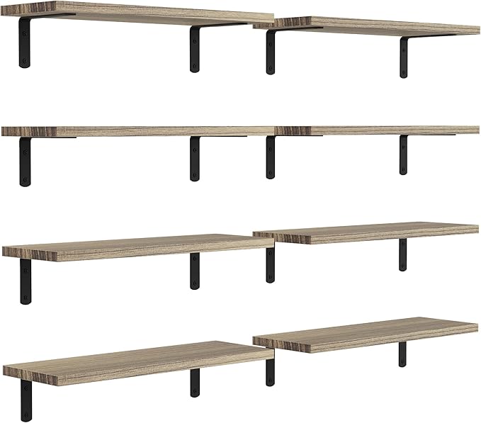 DOLLFIO Floating Shelves, 8 Sets Wall Shelves, Wood Floating Shelves by DOLLFIO