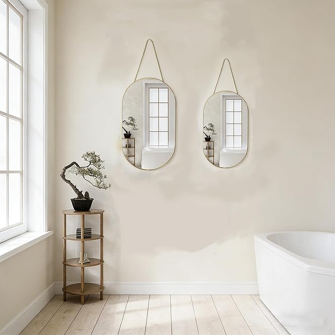 Oval Wall Mirror with Lanyard, High Definition Bathroom Mirror - Image 5